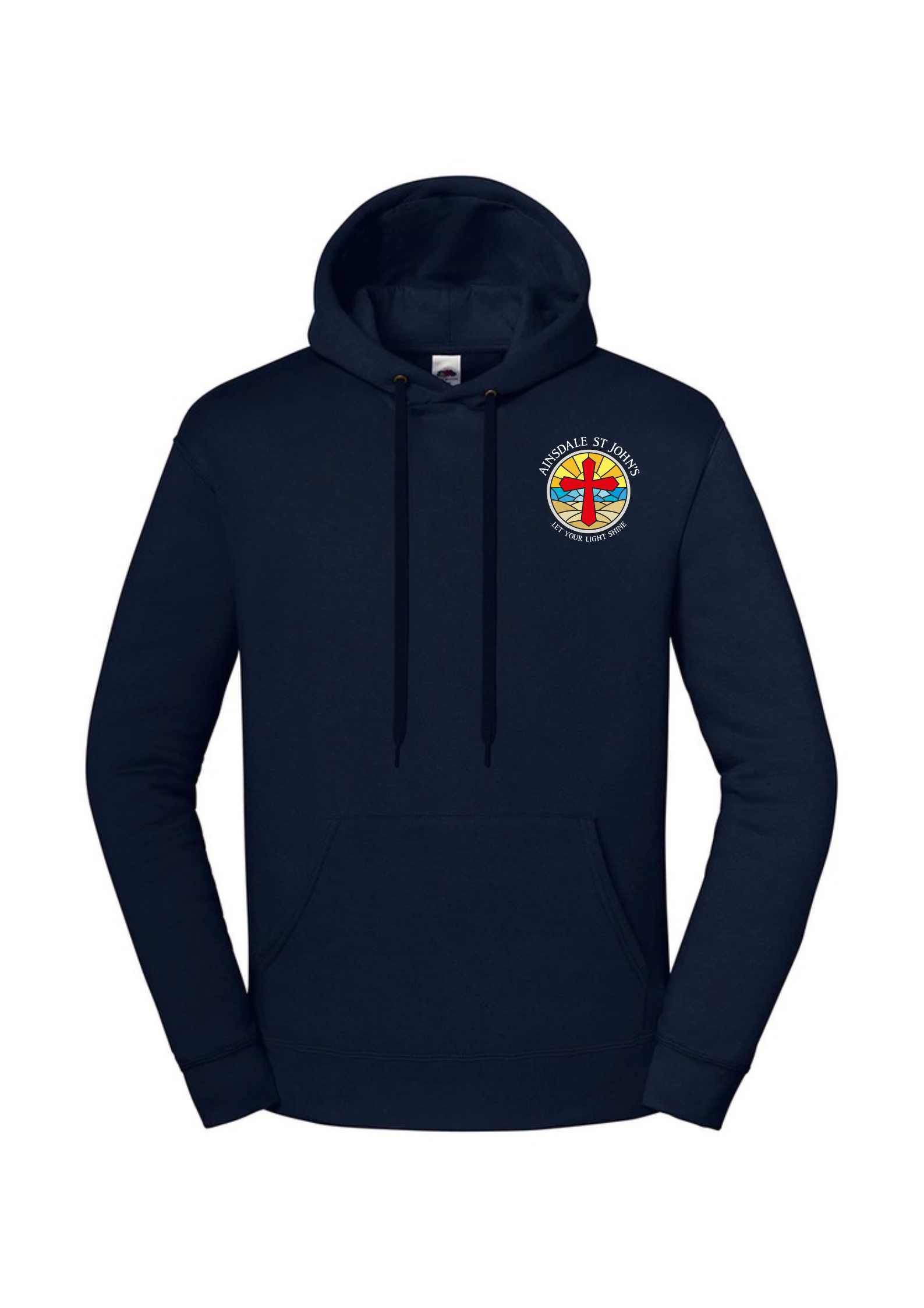 Ainsdale St John's staff navy hoodie with school crest on left breast