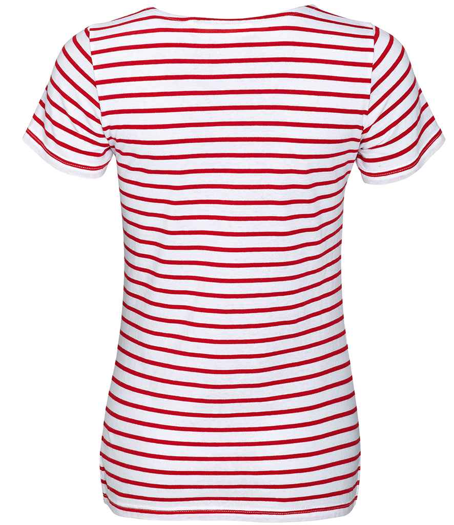 SOL'S Ladies Miles Striped T-Shirt | White/Red - Lancashire Teamwear