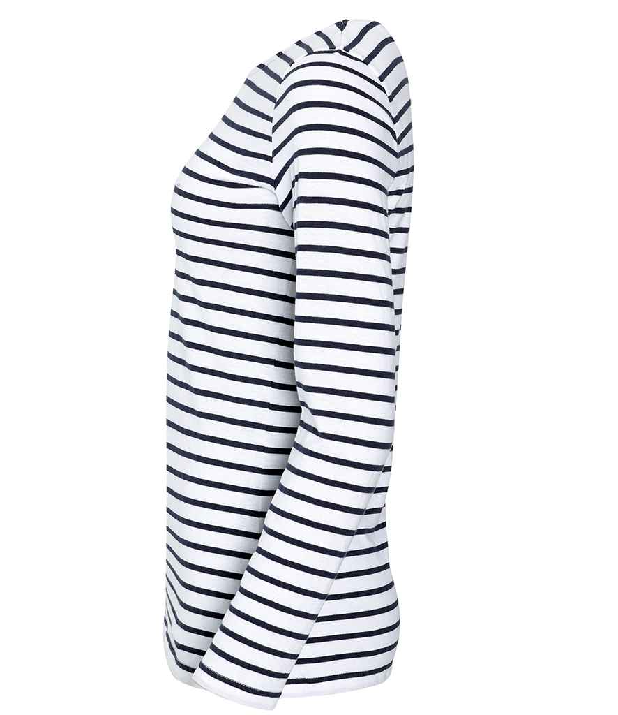 SOL'S Ladies Marine Long Sleeve Striped T-Shirt | White/Navy - Lancashire Teamwear