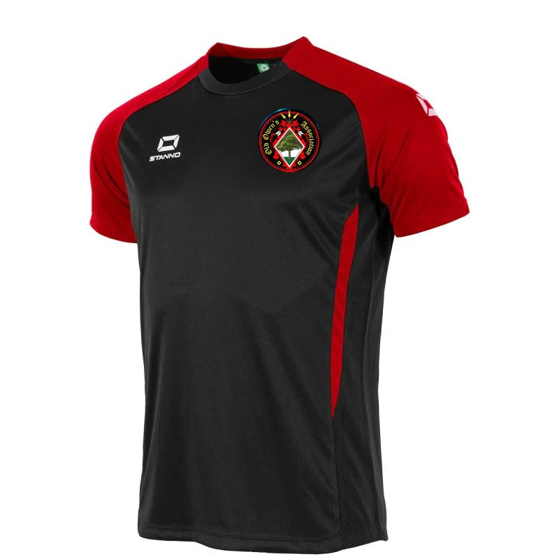 Old Owens Reserves Stanno Stadio T-Shirt in Black/Red with club badge