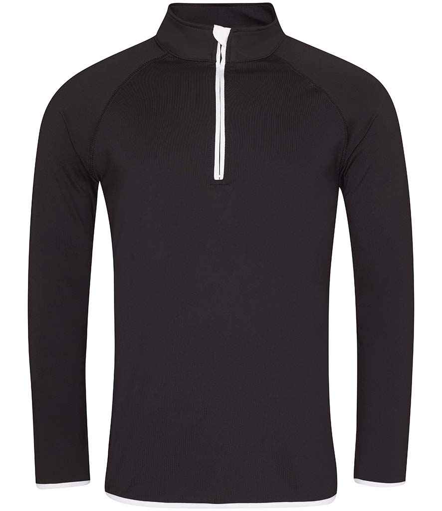 AWDis Cool Half Zip Sweat Top Jet Black/Arctic White
