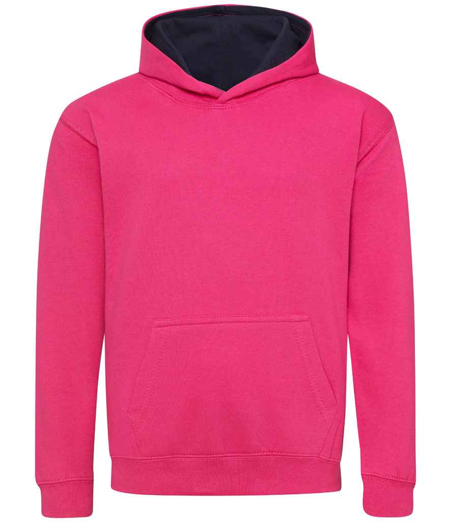 AWDis Kids Varsity Hoodie Hot Pink/French Navy