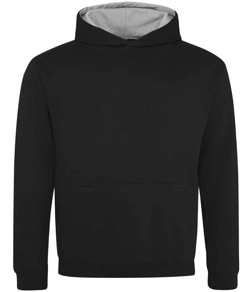 AWDis Kids Varsity Hoodie Jet Black/Heather Grey