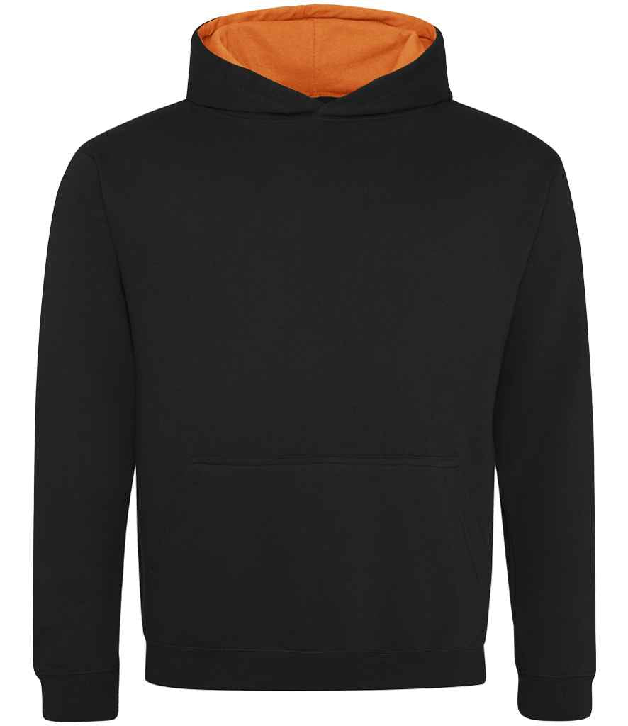 AWDis Kids Varsity Hoodie Jet Black/Orange Crush