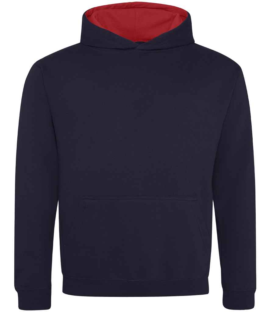 AWDis Kids Varsity Hoodie New French Navy/Fire Red