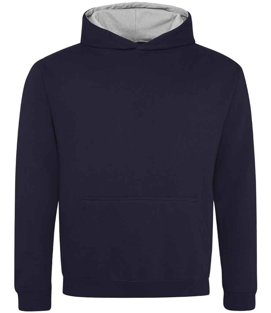 AWDis Kids Varsity Hoodie New French Navy/Heather Grey