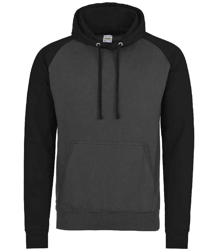 AWDis Baseball Hoodie Charcoal/Jet Black