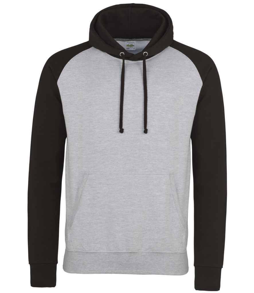 AWDis Baseball Hoodie Heather Grey/Jet Black