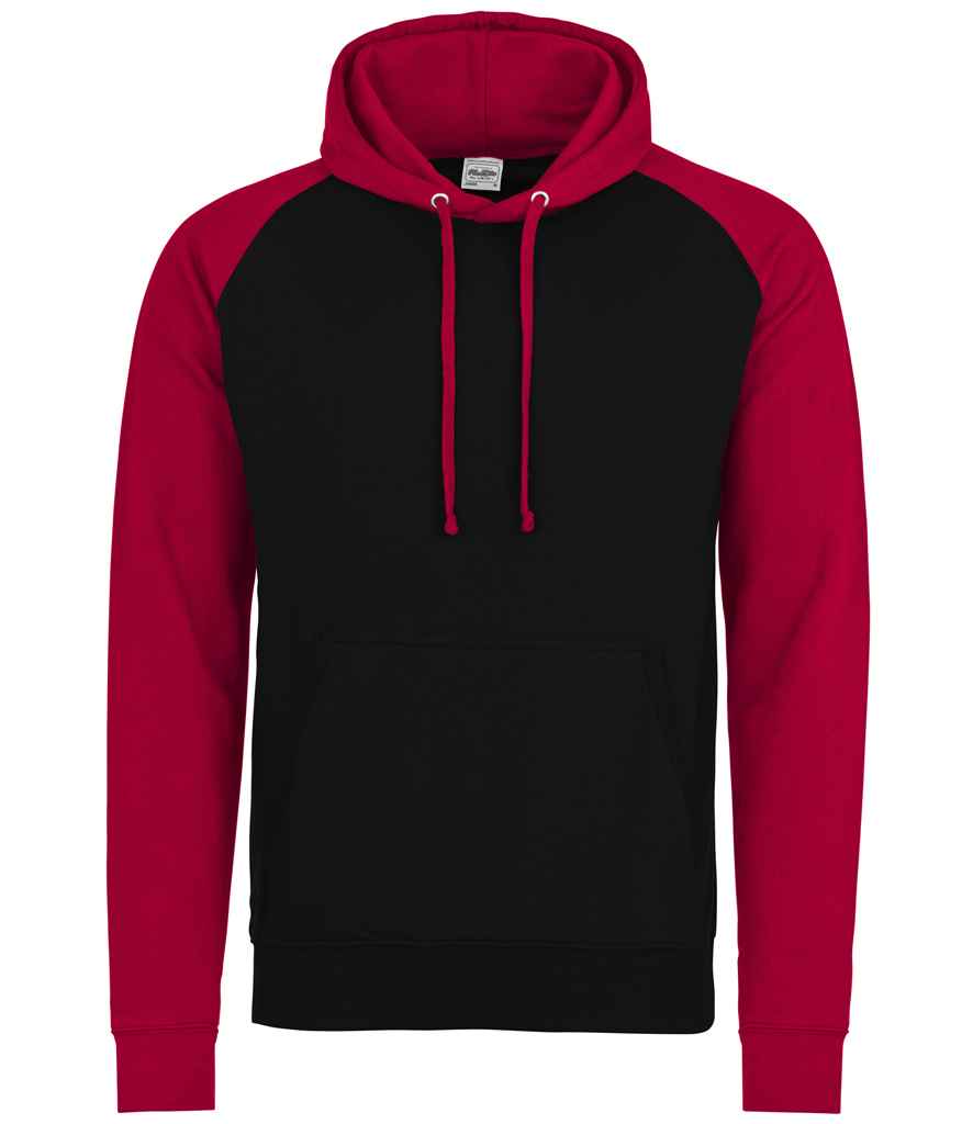 AWDis Baseball Hoodie Jet Black/Fire Red