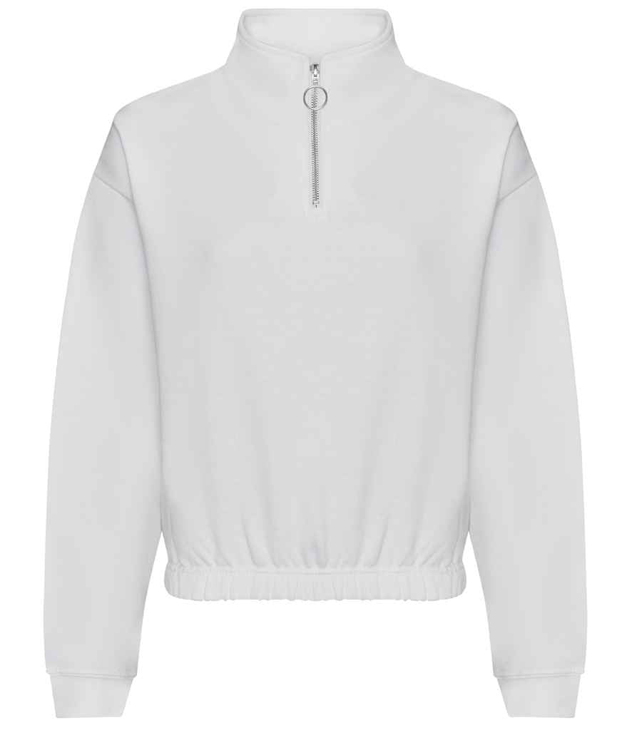 AWDis Ladies Cropped 1/4 Zip Sweatshirt | Arctic White - Just Hoods - Lancashire Teamwear
