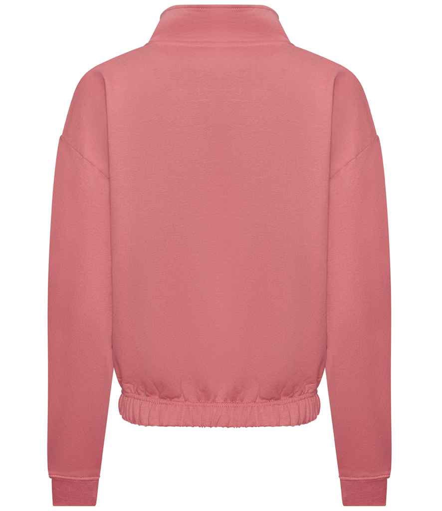 AWDis Ladies Cropped 1/4 Zip Sweatshirt | Dusty Rose - Just Hoods - Lancashire Teamwear