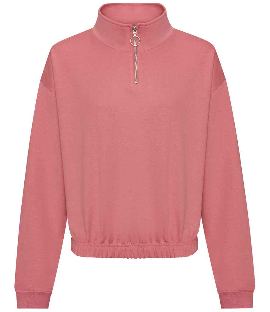 AWDis Ladies Cropped 1/4 Zip Sweatshirt | Dusty Rose - Just Hoods - Lancashire Teamwear