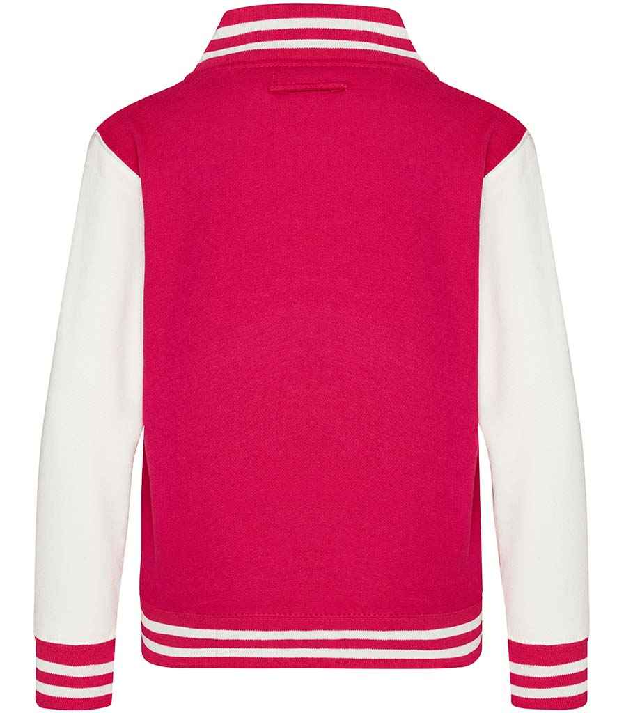 AWDis Kids Varsity Jacket | Hot Pink/White - Just Hoods - Lancashire Teamwear