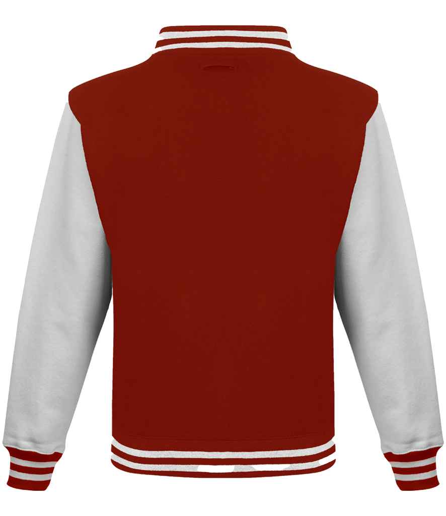 AWDis Varsity Jacket | Fire Red/White - Just Hoods - Lancashire Teamwear