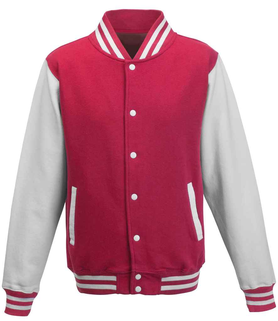 AWDis Varsity Jacket | Hot Pink/White - Just Hoods - Lancashire Teamwear