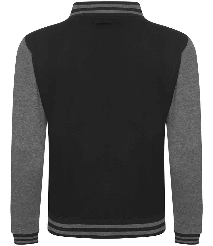 AWDis Varsity Jacket | Jet Black/Charcoal - Just Hoods - Lancashire Teamwear