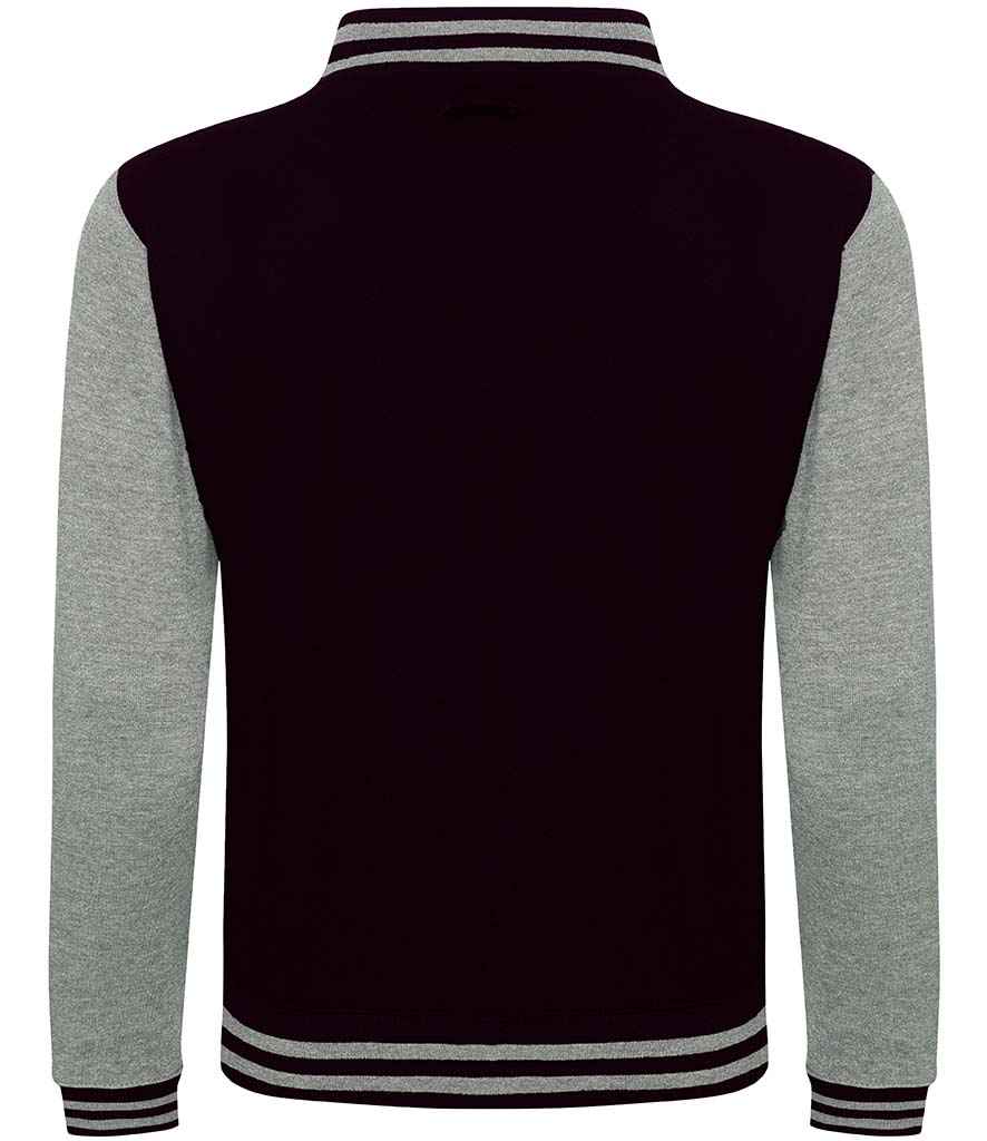 AWDis Varsity Jacket | Jet Black/Heather Grey - Just Hoods - Lancashire Teamwear