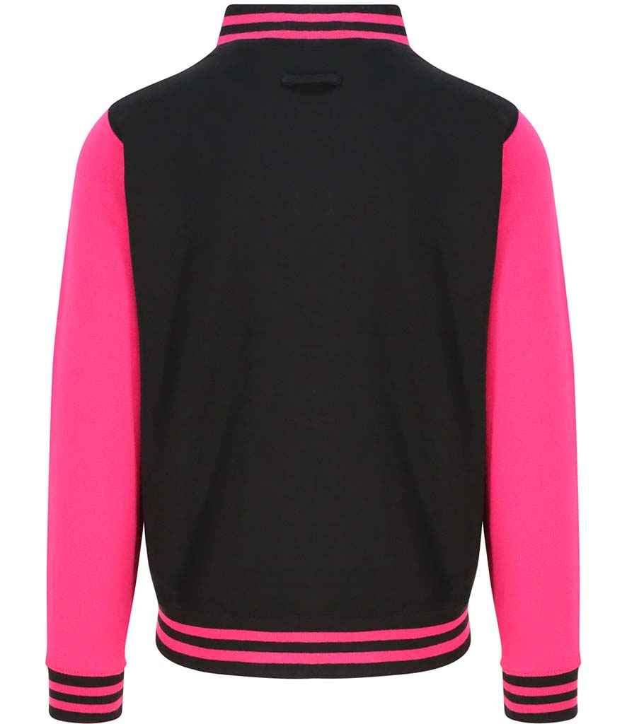 AWDis Varsity Jacket | Jet Black/Hot Pink - Just Hoods - Lancashire Teamwear