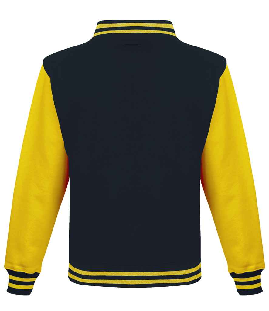 AWDis Varsity Jacket | Jet Black/Sun Yellow - Just Hoods - Lancashire Teamwear