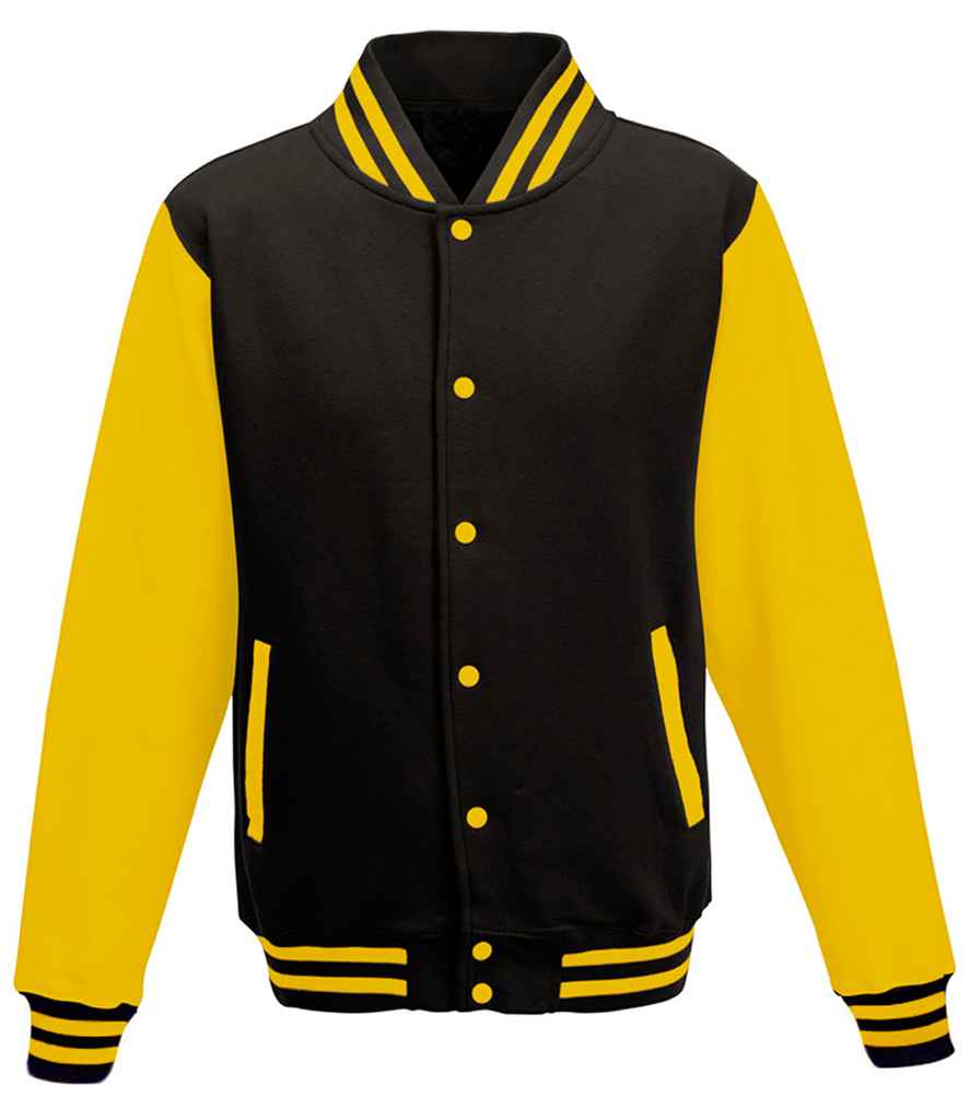 AWDis Varsity Jacket | Jet Black/Sun Yellow - Just Hoods - Lancashire Teamwear