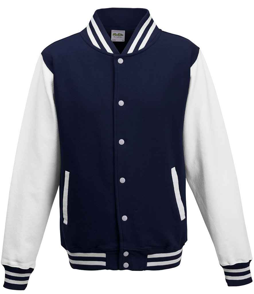 AWDis Varsity Jacket | Oxford Navy/White - Just Hoods - Lancashire Teamwear