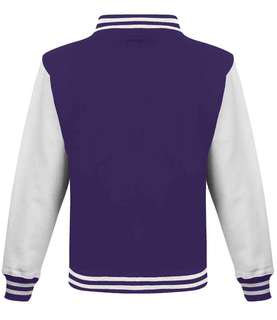 AWDis Varsity Jacket | Purple/White - Just Hoods - Lancashire Teamwear