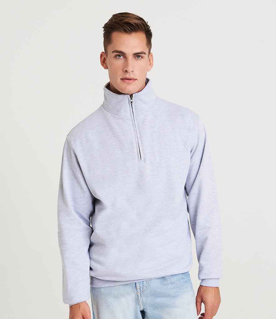 AWDis Sophomore Zip Neck Sweatshirt | Heather Grey - Just Hoods - Lancashire Teamwear