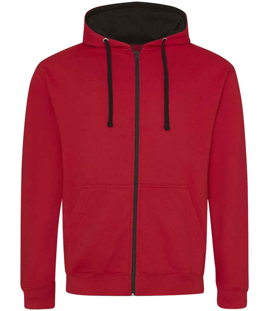AWDis Varsity Zoodie | Fire Red/Jet Black - Just Hoods Hood - Lancashire Teamwear
