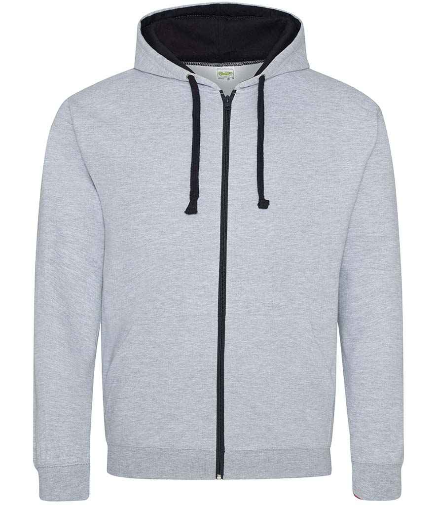 AWDis Varsity Zoodie | Heather Grey/New French Navy - Just Hoods Hood - Lancashire Teamwear