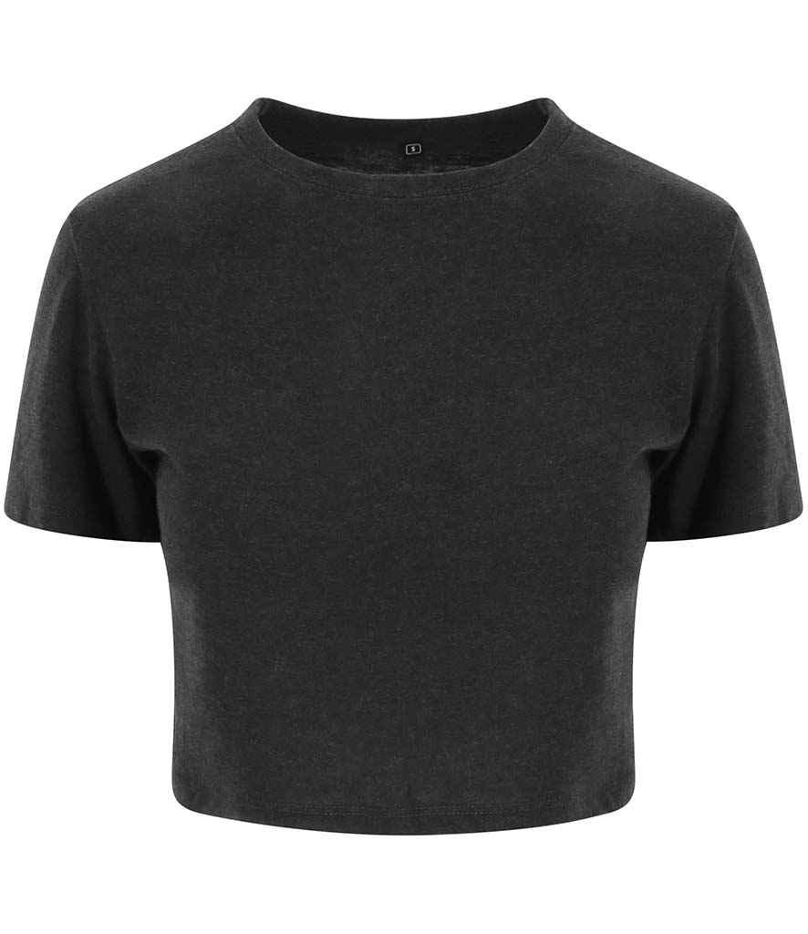 AWDis Ladies Tri-Blend Cropped T-Shirt Heather Black