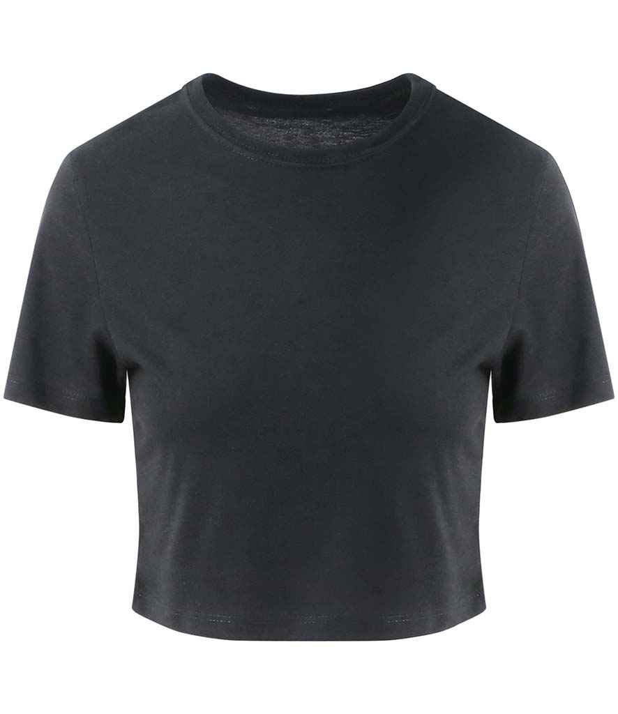 AWDis Ladies Tri-Blend Cropped T-Shirt Solid Black
