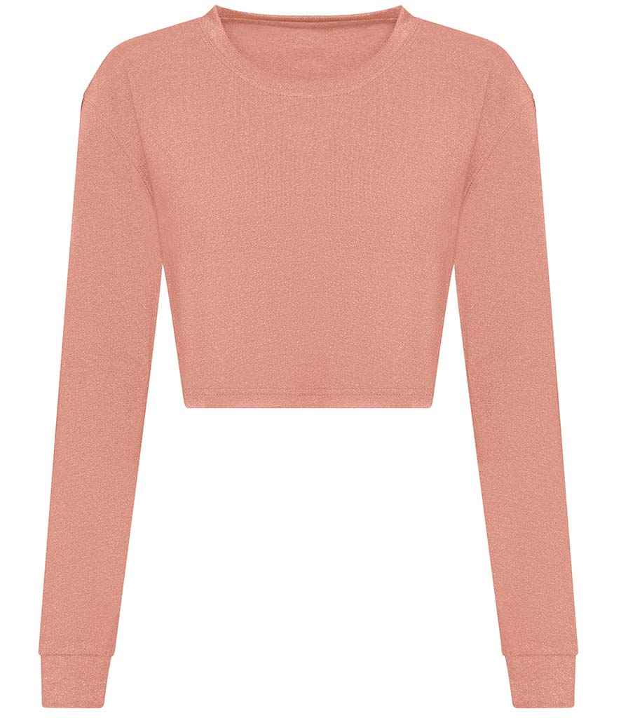 AWDis Ladies Long Sleeve Cropped T-Shirt Dusty Pink