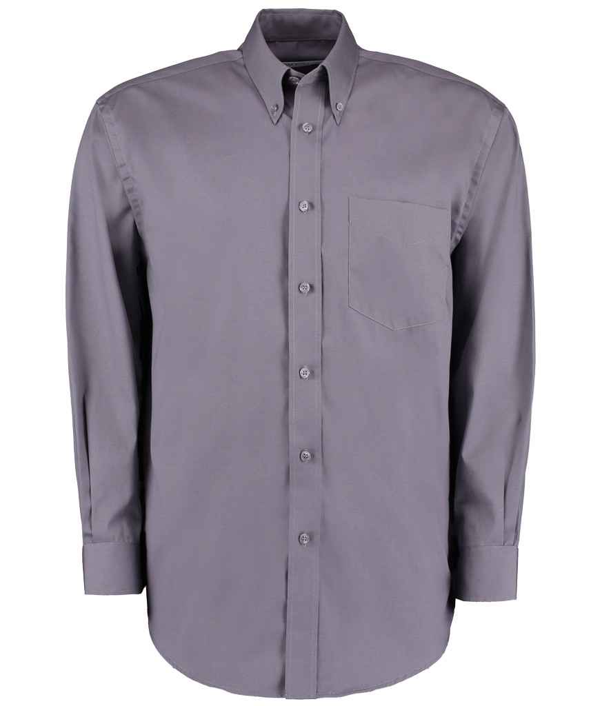 Kustom Kit Premium Long Sleeve Classic Fit Oxford Shirt | Charcoal Charcoal