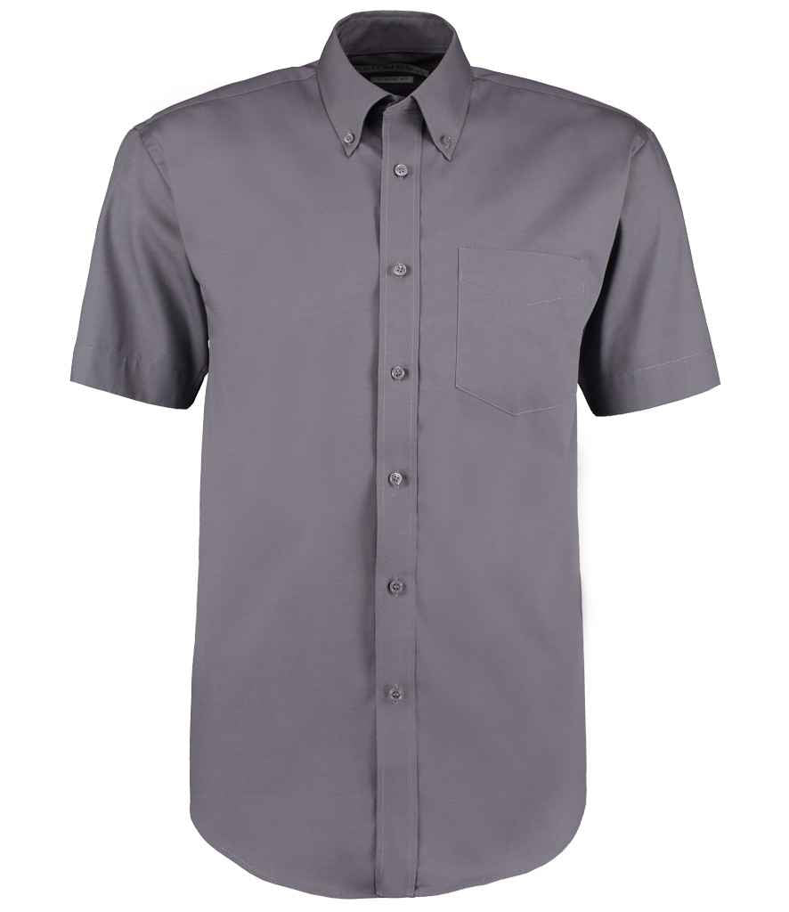 Kustom Kit Premium Short Sleeve Classic Fit Oxford Shirt | Charcoal Charcoal