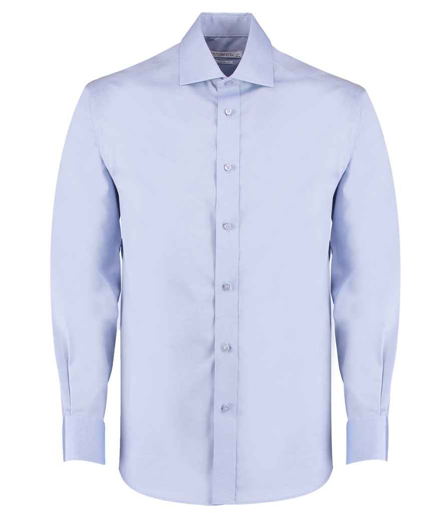 Kustom Kit Premium Long Sleeve Classic Fit Oxford Shirt Light Blue