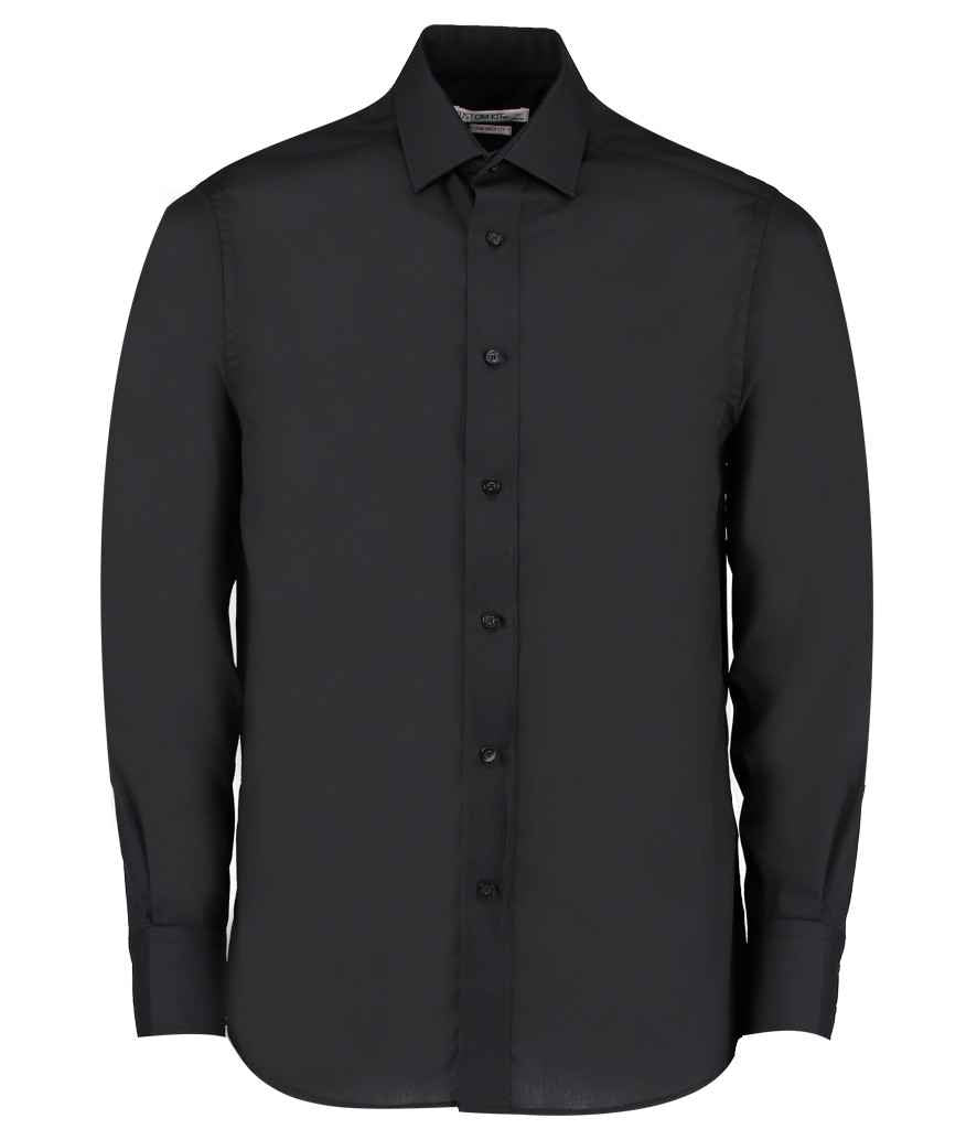 Kustom Kit Long Sleeve Tailored Business Shirt Black