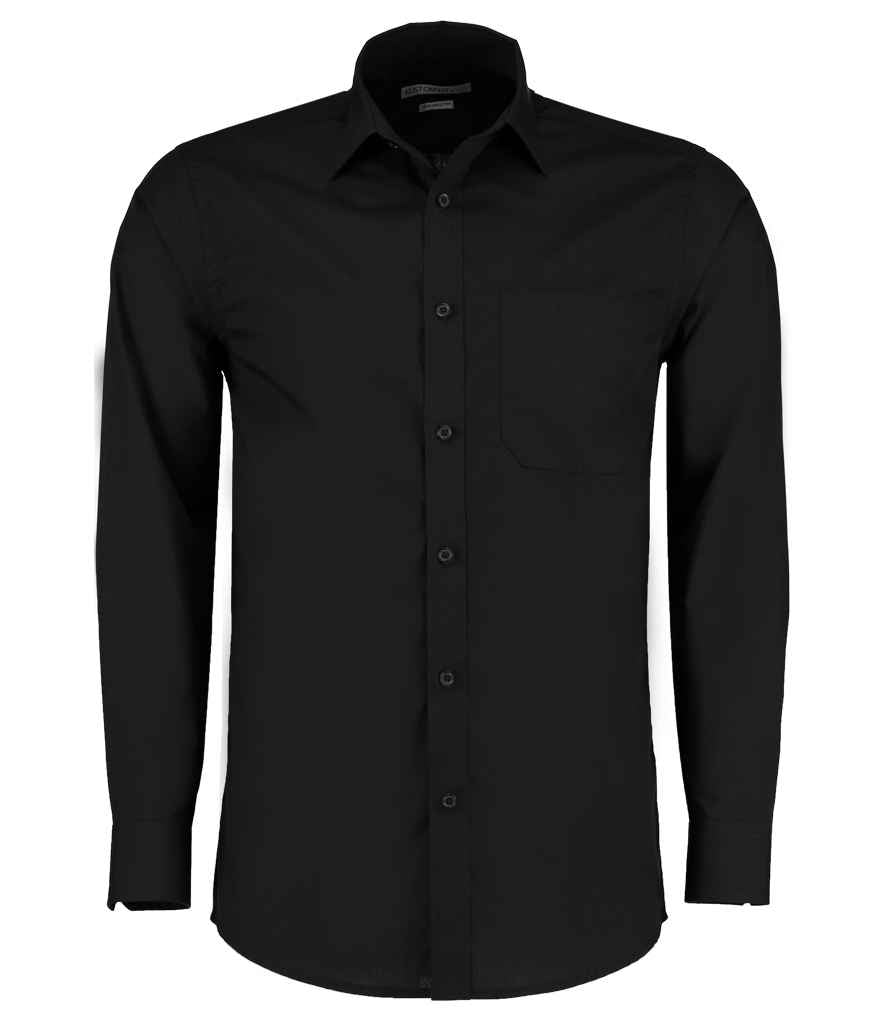 Kustom Kit Long Sleeve Tailored Poplin Shirt Black