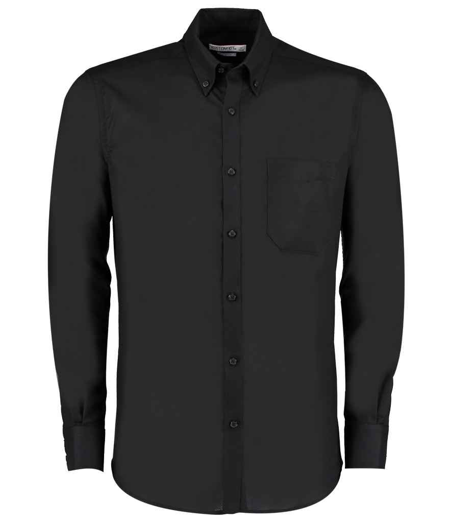 Kustom Kit Long Sleeve Slim Fit Workwear Oxford Shirt Black
