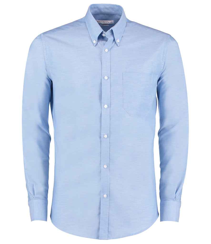 Kustom Kit Long Sleeve Slim Fit Workwear Oxford Shirt Light Blue