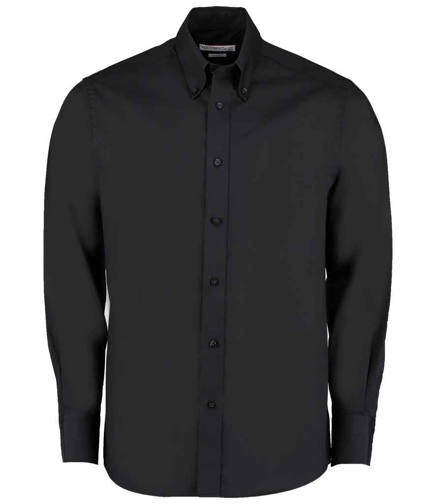 Kustom Kit Premium Long Sleeve Tailored Oxford Shirt Black