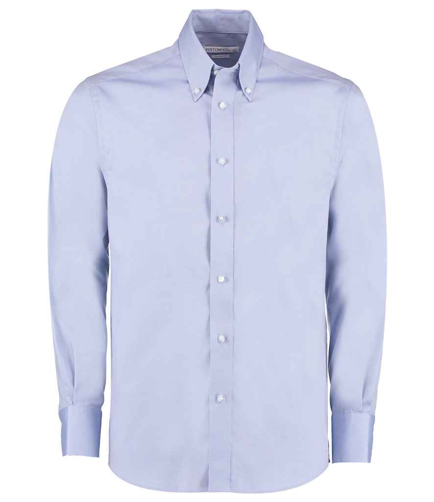 Kustom Kit Premium Long Sleeve Tailored Oxford Shirt Light Blue