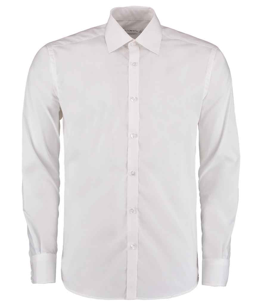 Kustom Kit Long Sleeve Slim Fit Business Shirt White