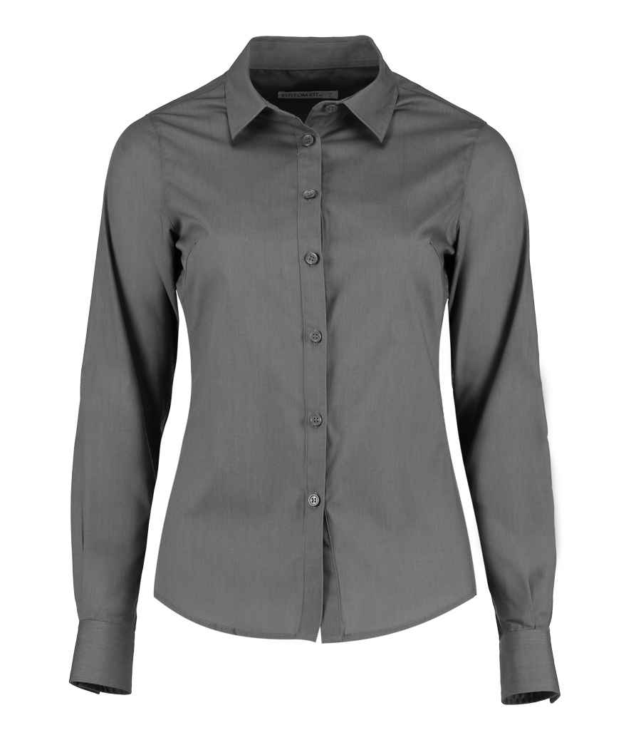 Kustom Kit Ladies Long Sleeve Tailored Poplin Shirt Graphite Grey