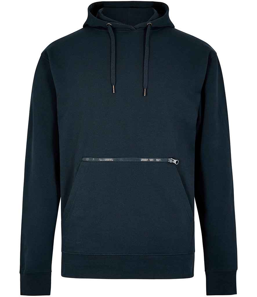 Kustom Kit Regular Fit Piqué Zipped Pocket Hoodie Navy