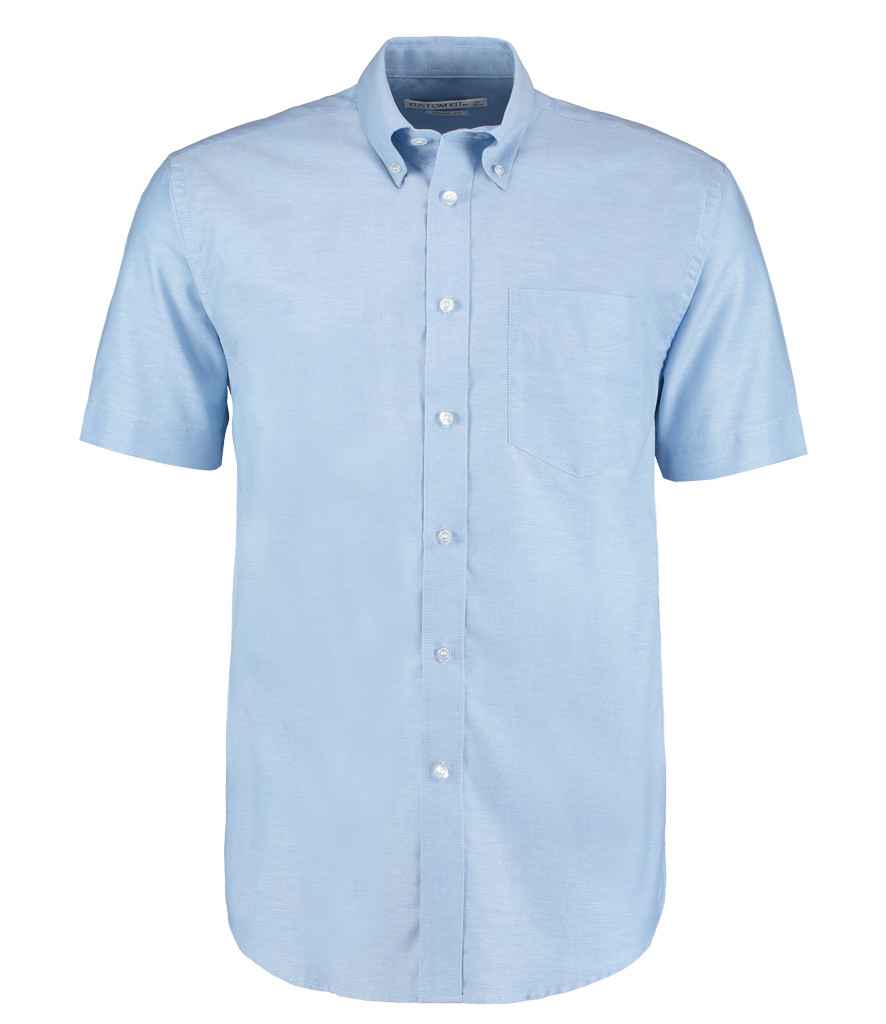 Kustom Kit Short Sleeve Classic Fit Workwear Oxford Shirt Light Blue