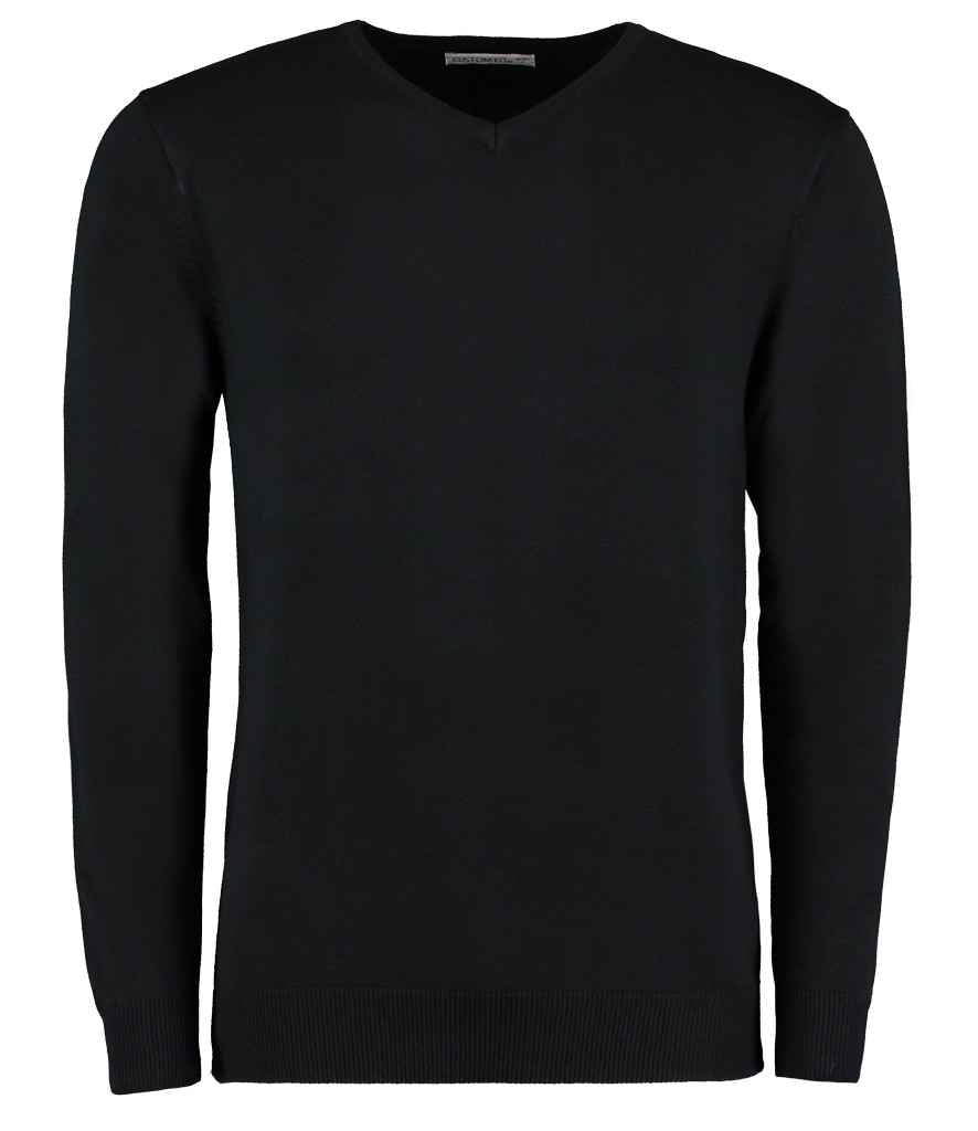 Kustom Kit Arundel Cotton Acrylic V Neck Sweater Black