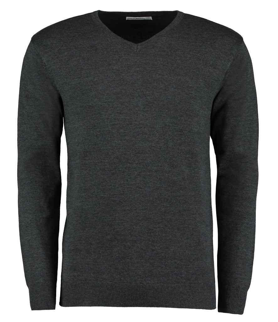 Kustom Kit Arundel Cotton Acrylic V Neck Sweater Graphite Grey