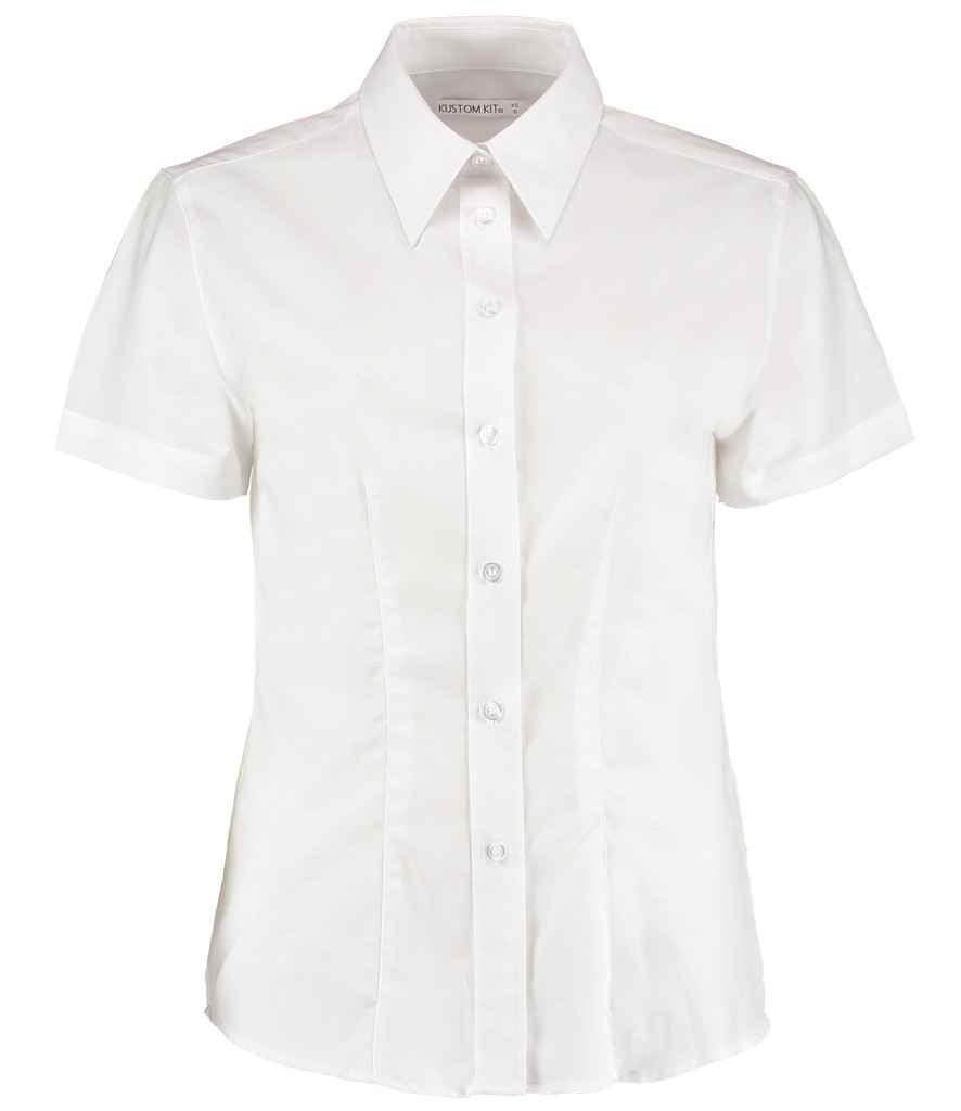 Kustom Kit Ladies Short Sleeve Tailored Workwear Oxford Shirt White