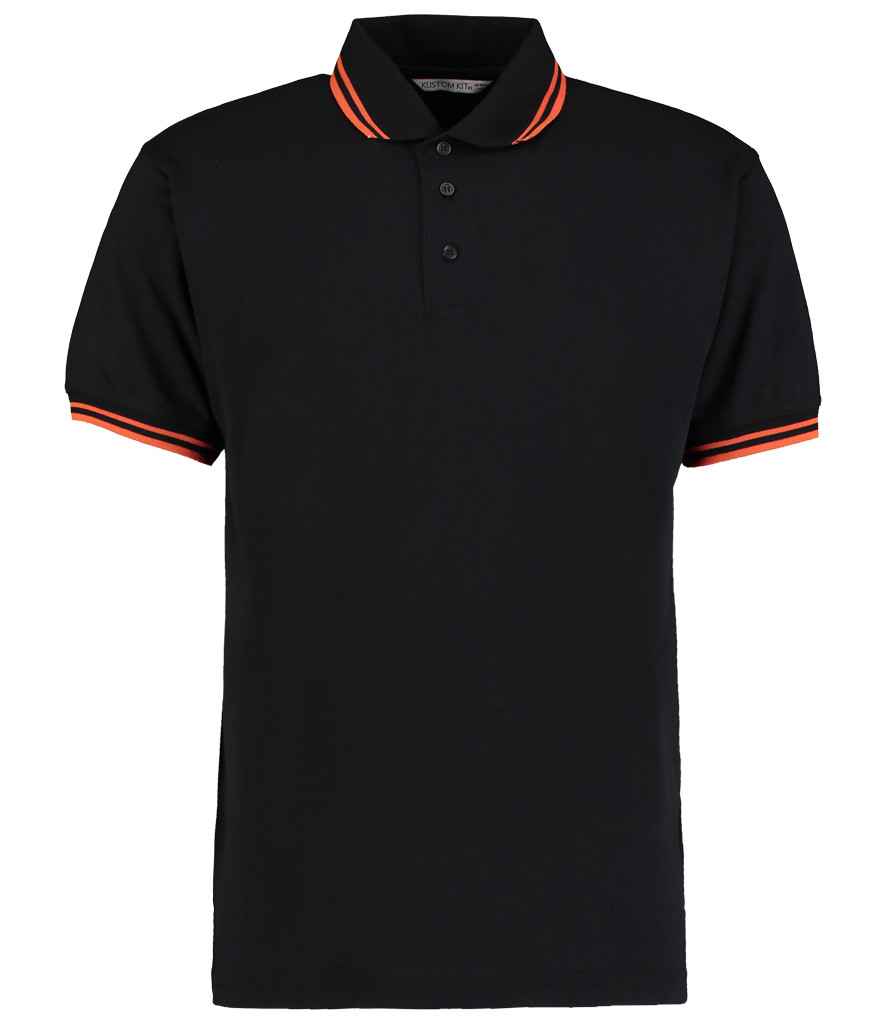 Kustom Kit Contrast Tipped Poly/Cotton Piqué Polo Shirt Black/Orange