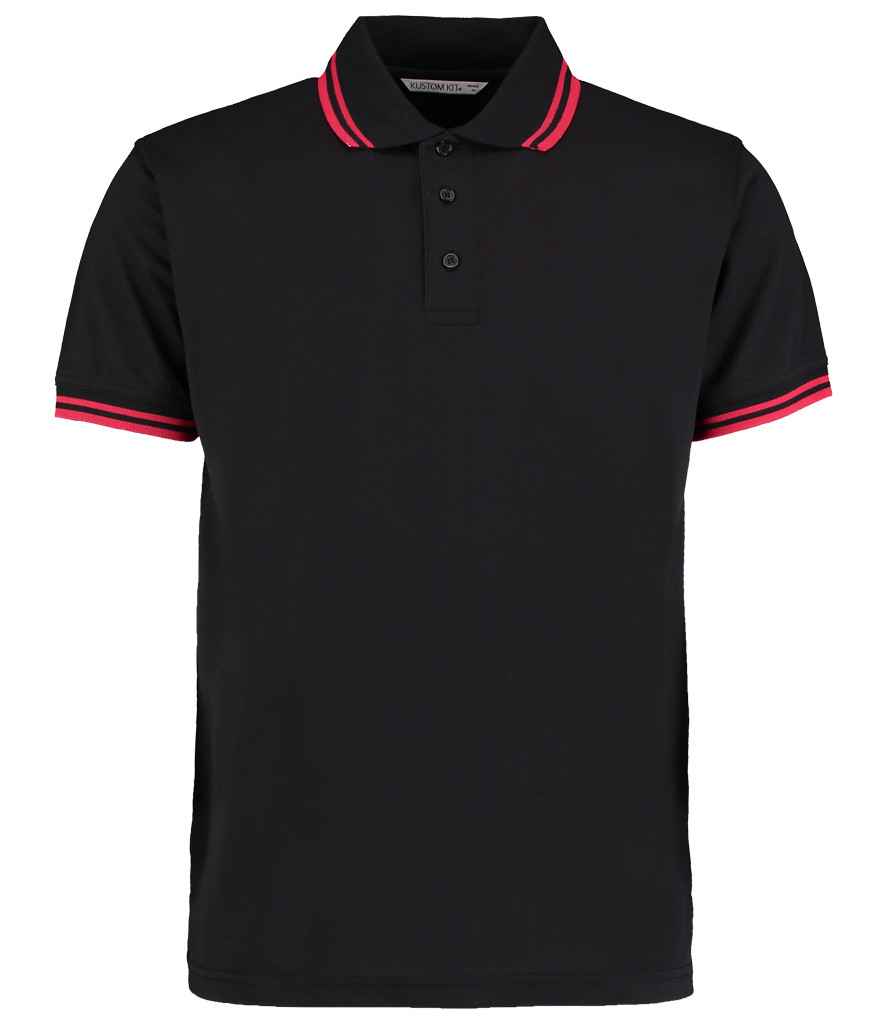 Kustom Kit Contrast Tipped Poly/Cotton Piqué Polo Shirt Black/Red